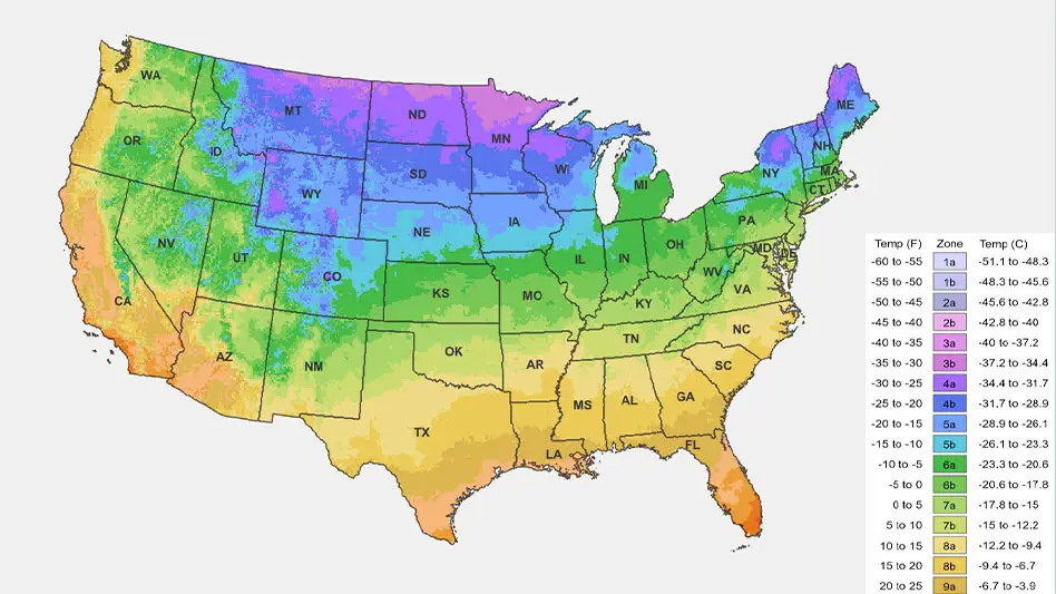 hardiness zones , growing zone map