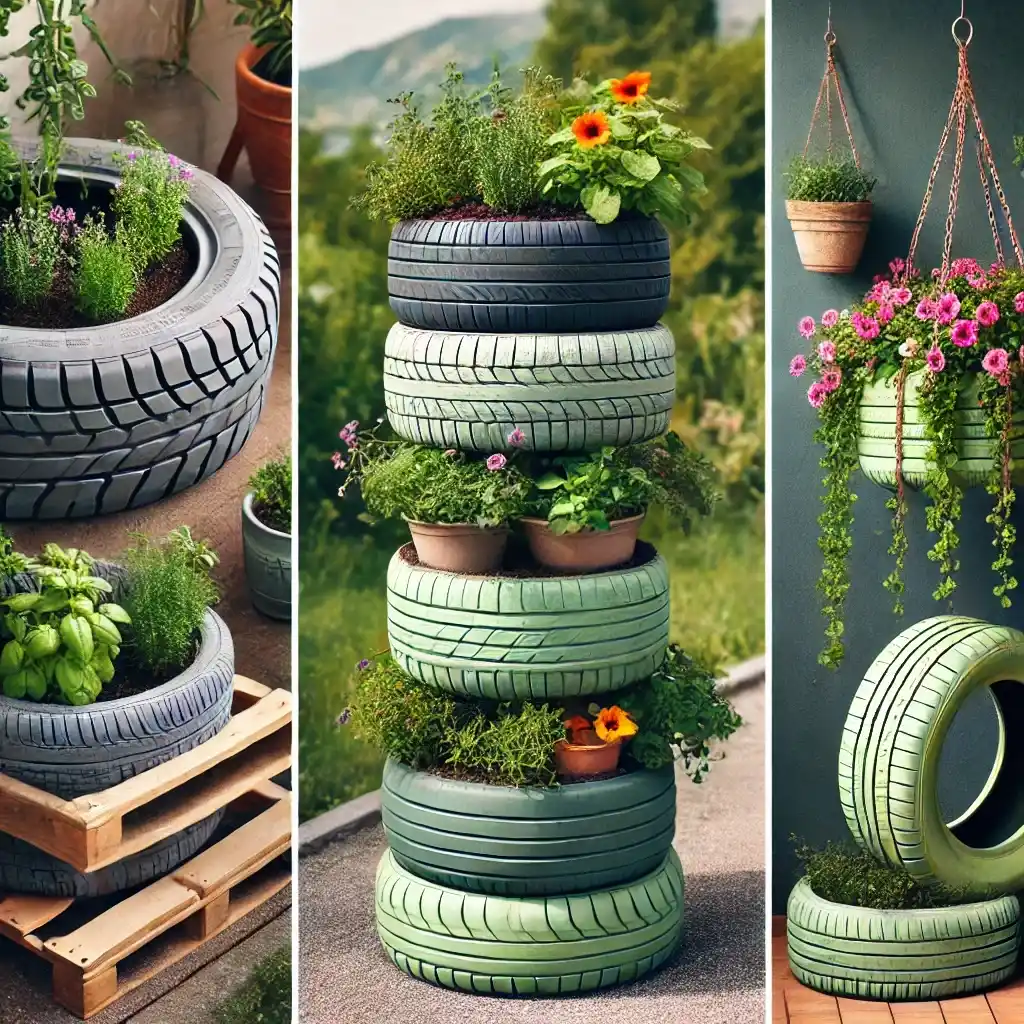 DIY tire planters 