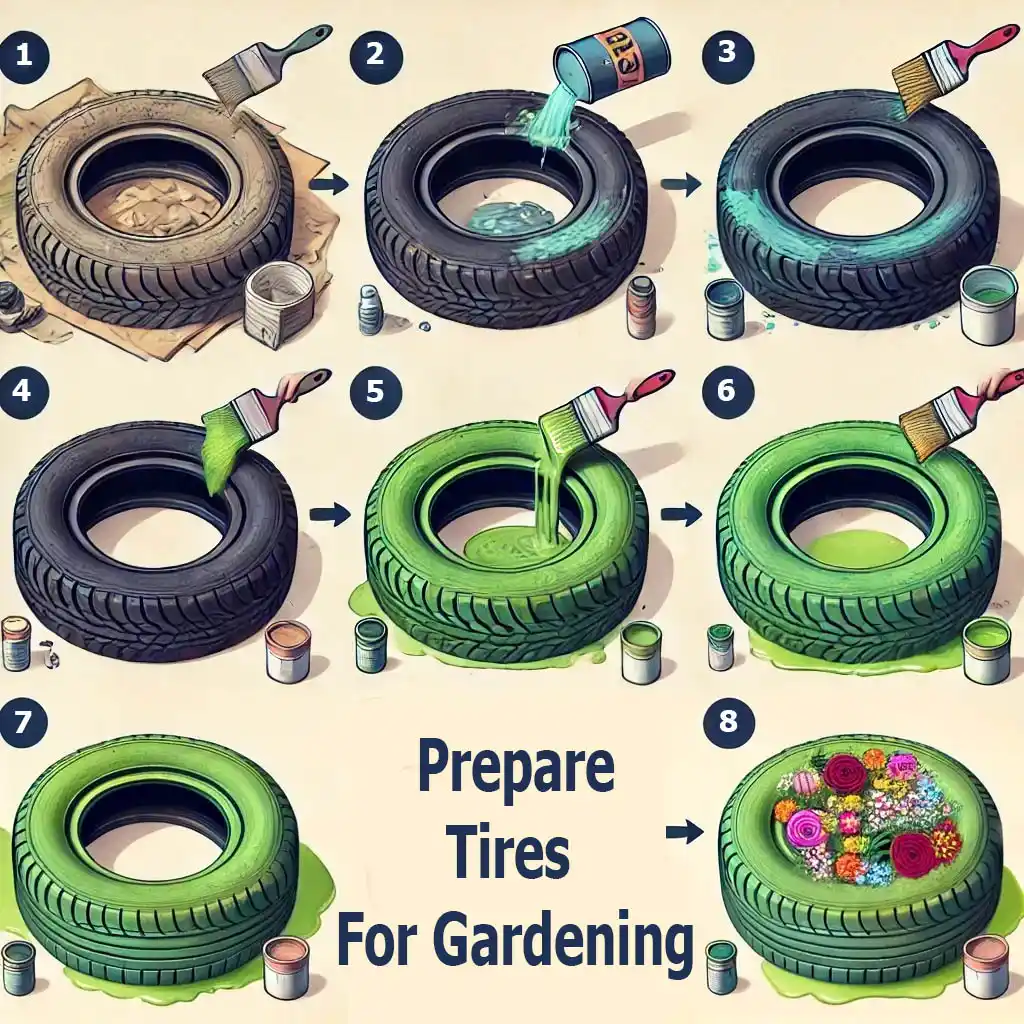 Prepare Tires for Gardening , Tire Garden Ideas